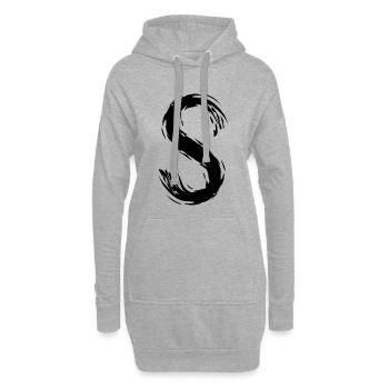 Lettre S noir - Sweat-shirt à capuche long Femme - gris chiné - Devant