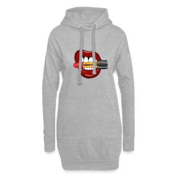Rouge à lèvres lèvres bouche rouge à lèvres - Sweat-shirt à capuche long Femme - gris chiné - Devant