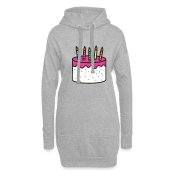 Geburtstagskuchen Geschenkidee Geburtstag - Hoodie-Kleid - Grau meliert - Vorne
