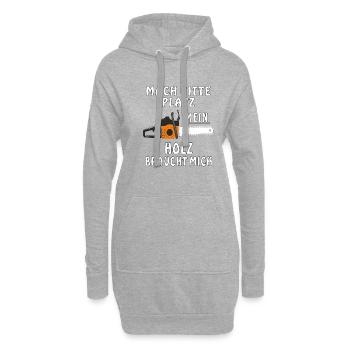 MOTORSÄGE MACH BITTE PLATZ MEIN HOLZ BRAUCHT M - Hoodie-Kleid - Grau meliert - Vorne