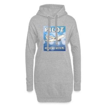 FLUGZEUG PILOT HEAVEN IS WITH ME - Hoodie-Kleid - Grau meliert - Vorne