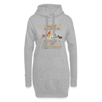 WEIHNACHTEN JOYEUX NOËL JÉSUS FÊTE SON ANNIVERSAIRE - Sweat-shirt à capuche long Femme - gris chiné - Devant
