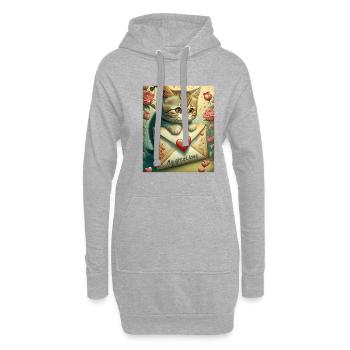 LETTRE CHAT DE LA SAINT-VALENTIN Mon grand amour - Sweat-shirt à capuche long Femme - gris chiné - Devant