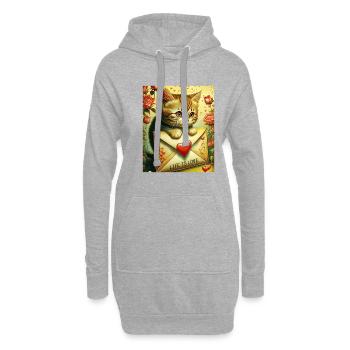 VALENTINSTAG KATZE BRIEF LIFE IS LOVE - Hoodie-Kleid - Grau meliert - Vorne