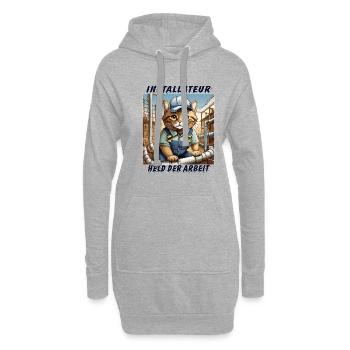 INSTALLATEUR DE CHAT - Sweat-shirt à capuche long Femme - gris chiné - Devant