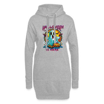 HALLOWEEN EST LÀ - Sweat-shirt à capuche long Femme - gris chiné - Devant