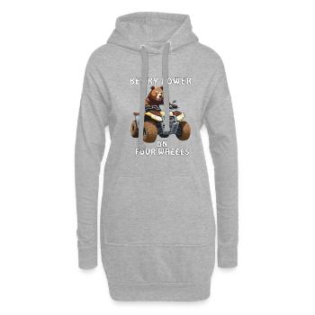 QUADRUPLE PUISSANCE BEARY SUR QUATRE ROUES - Sweat-shirt à capuche long Femme - gris chiné - Devant