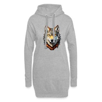 LOUP - Sweat-shirt à capuche long Femme - gris chiné - Devant