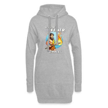 NÉANDERTAL IER A FAIT UN FEU - Sweat-shirt à capuche long Femme - gris chiné - Devant