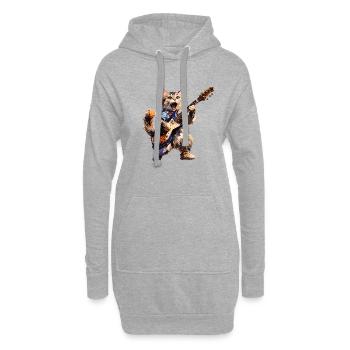 GUITARE CHAT - Sweat-shirt à capuche long Femme - gris chiné - Devant