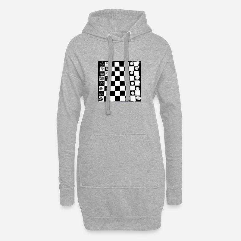 Échecs, Échiquier, Jeu d’échecs - Sweat-shirt à capuche long Femme - gris chiné