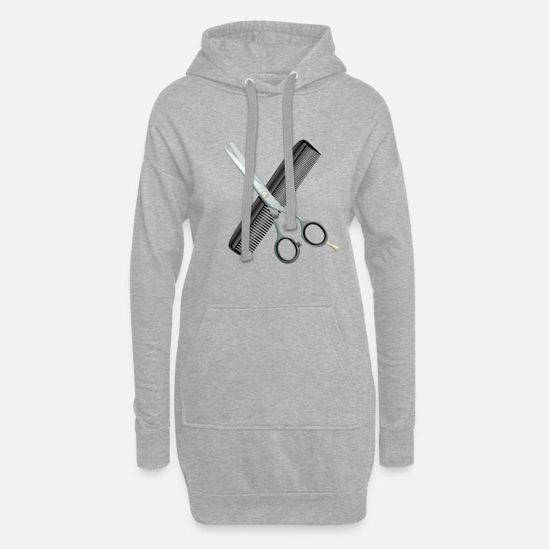 Friseurschere mit Kamm - Hoodie-Kleid - Grau meliert