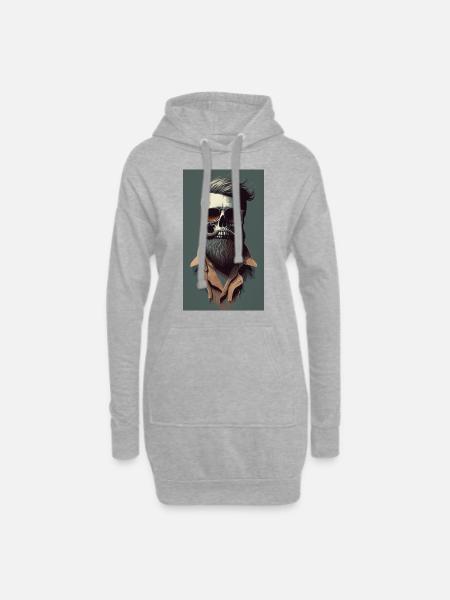 Hipster Skull - Hoodie-Kleid - Grau meliert