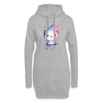 Niedliches Aquarell Kawaii Kätzchen - Hoodie-Kleid - Grau meliert - Vorne