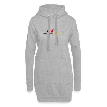 Football Heartbeat Allemagne - Sweat-shirt à capuche long Femme - gris chiné - Devant