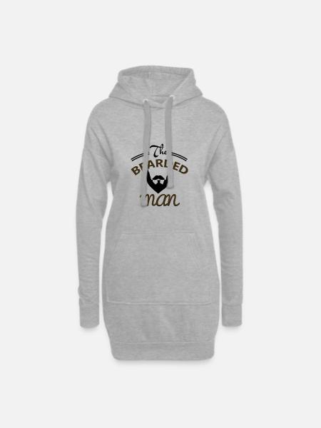 Der bärtige Mann - Hoodie-Kleid - Grau meliert
