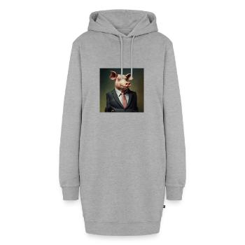 Cochon en costume, patron, patron - Sweat-shirt à capuche long Femme - gris chiné - Devant