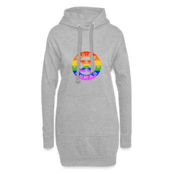 LGBT Original Human Label Étiquette Arc-en-ciel - Sweat-shirt à capuche long Femme - gris chiné - Devant