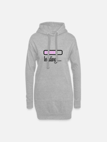 Akku Batterie loading - Hoodie-Kleid - Grau meliert