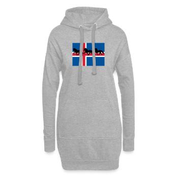 Islandflagge Tölter - Hoodie-Kleid - Grau meliert - Vorne