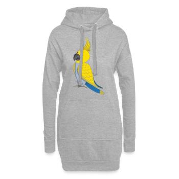 Gelber Kakadu - Hoodie-Kleid - Grau meliert - Vorne