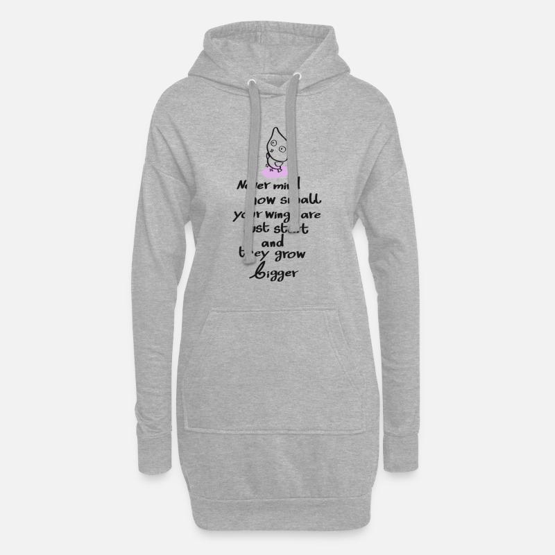 Kleine Eule Großer Spruch - Hoodie-Kleid - Grau meliert