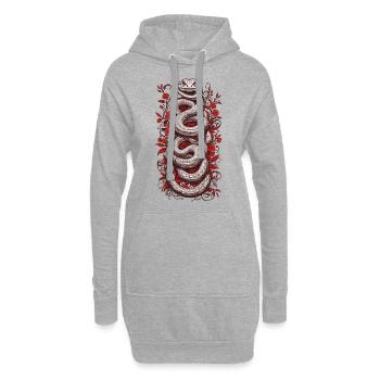 Retro Schlange Japanisches Tattoo Kunst Design - Hoodie-Kleid - Grau meliert - Vorne