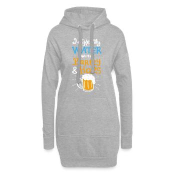 J'aime mon eau avec le cadeau d'orge et de houblon - Sweat-shirt à capuche long Femme - gris chiné - Devant