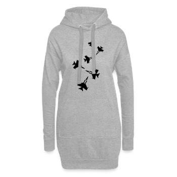 Symbole de jet d’avion - Sweat-shirt à capuche long Femme - gris chiné - Devant