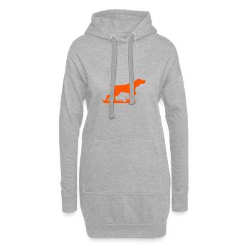 Jagdhund Silhouette für Jäger und Jägerinnen - Hoodie-Kleid - Grau meliert - Vorne