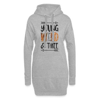 Young Wild And Three Geburtstag Shirt - Hoodie-Kleid - Grau meliert - Vorne