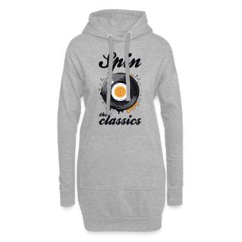 Spin the classics. Vinyl disk graphic. - Hoodie Dress - heather grey - Front