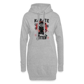 Karaté Chatons - Sweat-shirt à capuche long Femme - gris chiné - Devant