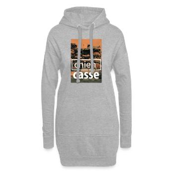 chien de la casse - Sweat-shirt à capuche long Femme - gris chiné - Devant