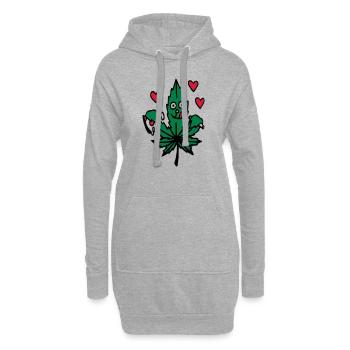 Kiffen und Pizza Liebe - Hoodie-Kleid - Grau meliert - Vorne