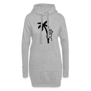 Affe klettert auf Palme - Hoodie-Kleid - Grau meliert - Vorne