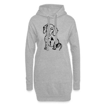 Teckels - Sweat-shirt à capuche long Femme - gris chiné - Devant