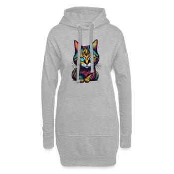 Katze I Stubentiger I Geschenk - Hoodie-Kleid - Grau meliert - Vorne