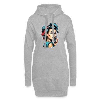 Rockabilly / Pin-up Girl / Girl Power / Années 50 - Sweat-shirt à capuche long Femme - gris chiné - Devant