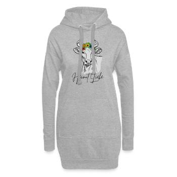 Kuh Heimat Liebe - Hoodie-Kleid - Grau meliert - Vorne