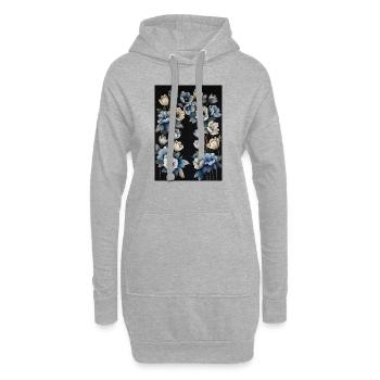 Affiche Fleurs Bleues 5 - Sweat-shirt à capuche long Femme - gris chiné - Devant