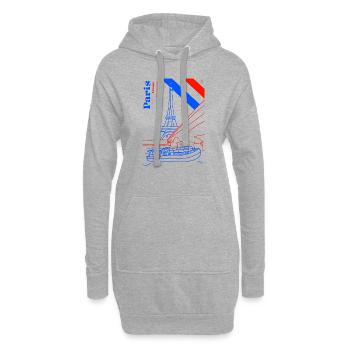 Paris et sa dame de fer - Sweat-shirt à capuche long Femme - gris chiné - Devant
