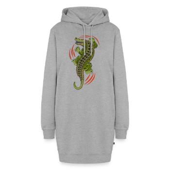 Aligator Krokodil Reptil - Hoodie-Kleid - Grau meliert - Vorne