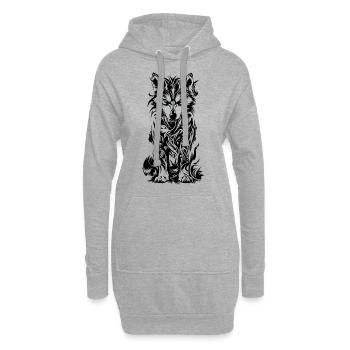 Husky mit blauen Augen, schwarz-weißes Hundedesign - Hoodie-Kleid - Grau meliert - Vorne