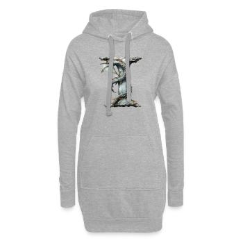 Buchstabe "I" im Drachendesign. - Hoodie-Kleid - Grau meliert - Vorne