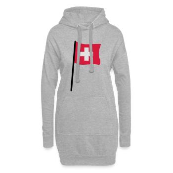 Schweizer Flagge - Hoodie-Kleid - Grau meliert - Vorne
