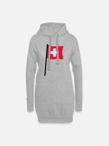 Schweizer Flagge - Hoodie-Kleid - Grau meliert