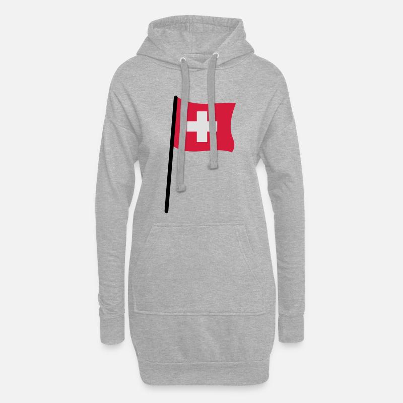 Schweizer Flagge - Hoodie-Kleid - Grau meliert