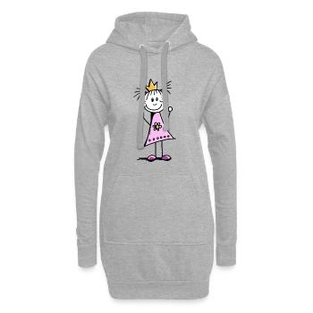 princesse drôle avec une couronne et robe rose - Sweat-shirt à capuche long Femme - gris chiné - Devant