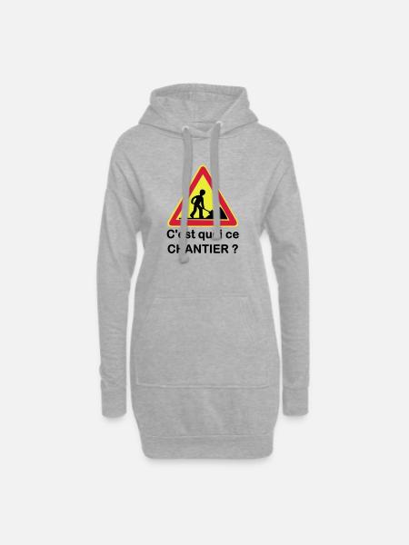 C'est quoi ce chantier ? - Sweat-shirt à capuche long Femme - gris chiné